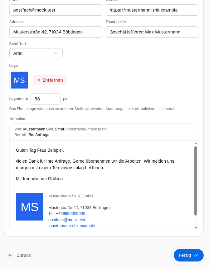 Schritt 4: Profil & Signatur